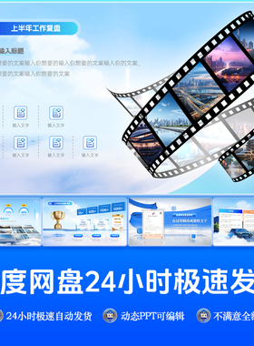 ppt模板蓝色动态高级大气工作汇报年中总结商务风课件企业宣传