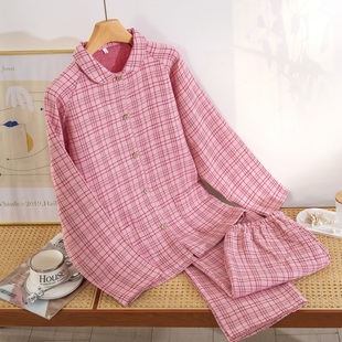 【四层纱加厚】A类全棉色织提花四层纱女式家居服复古纯棉睡衣