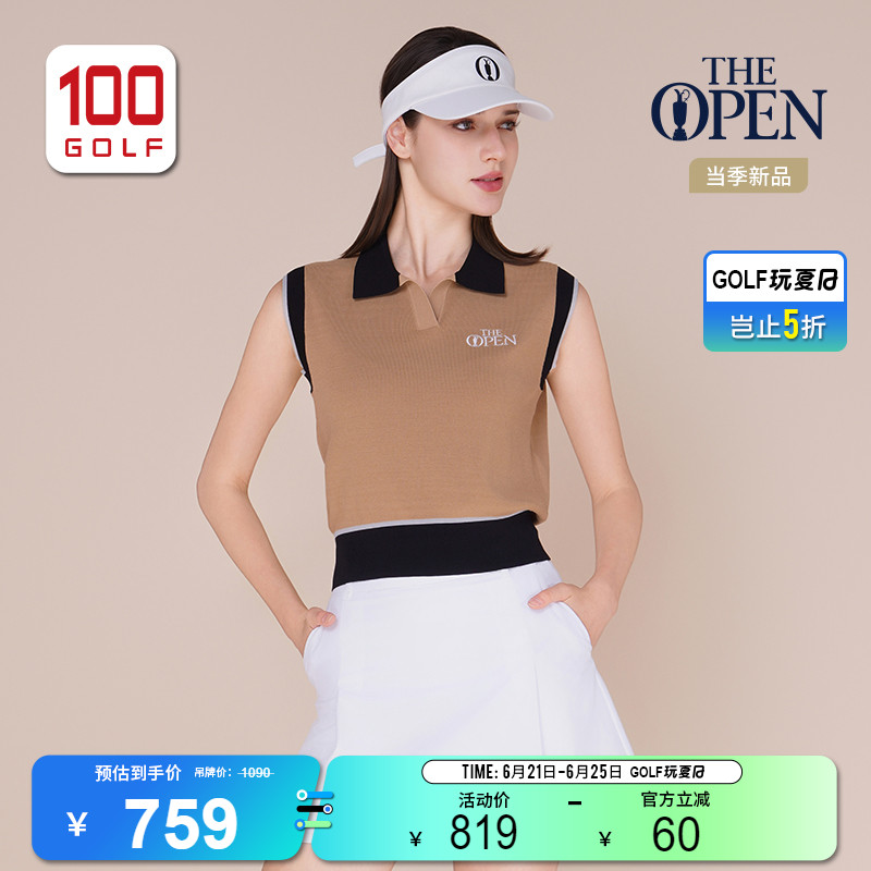 THEOPEN英国公开赛高尔夫女装无袖T恤25夏季时尚简约翻领Polo衫