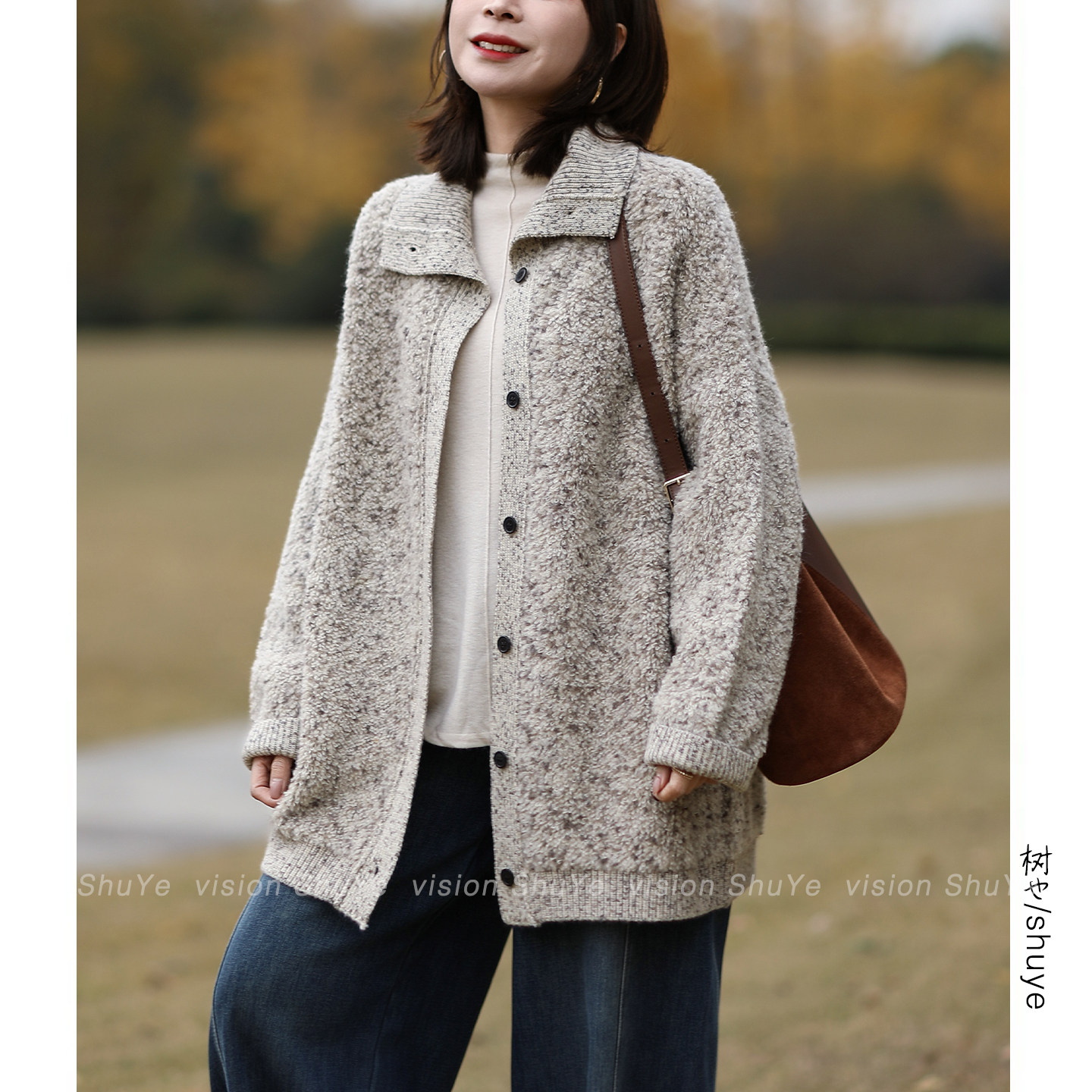 树也 美丽诺羊毛 韩版慵懒中长款加厚保暖羊绒针织毛衣外套女冬装,女装/女士精品,毛针织衫,淘宝优惠券,粉丝福利购,淘宝优惠卷