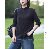 树也 莱赛尔蚕丝羊毛混纺巨显瘦百搭立领拉链卫衣外套女 软糯质地