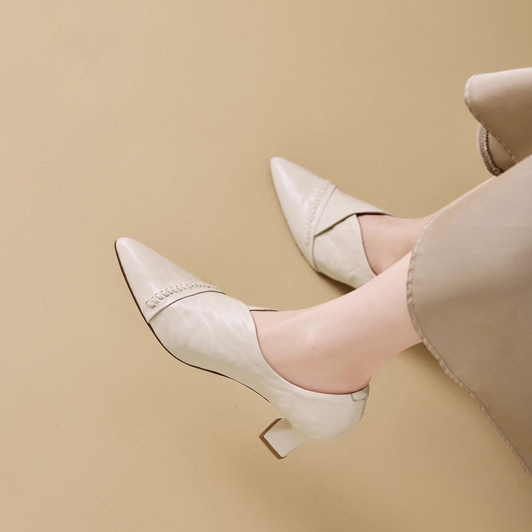 羊皮尖头粗跟单鞋女2026新款真皮复古软皮软底女鞋高跟深口奶奶鞋,女鞋,深口单鞋,淘宝优惠券,粉丝福利购,淘宝优惠卷