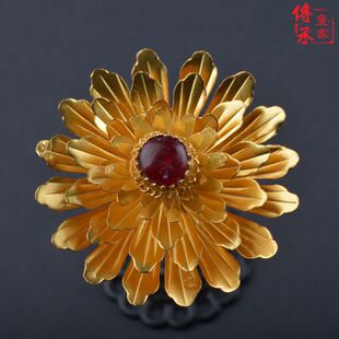 皇家传承，明代风格嵌宝石团花顶簪古代头饰汉服配饰古代头饰发簪