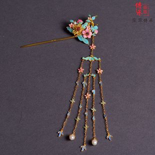 式 花叶流苏发簪胸针两用款 古代头饰汉服配饰