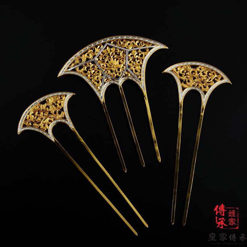 秦汉魏晋，飞鸟对波纹，三件套古代头饰汉服配饰中国风发簪