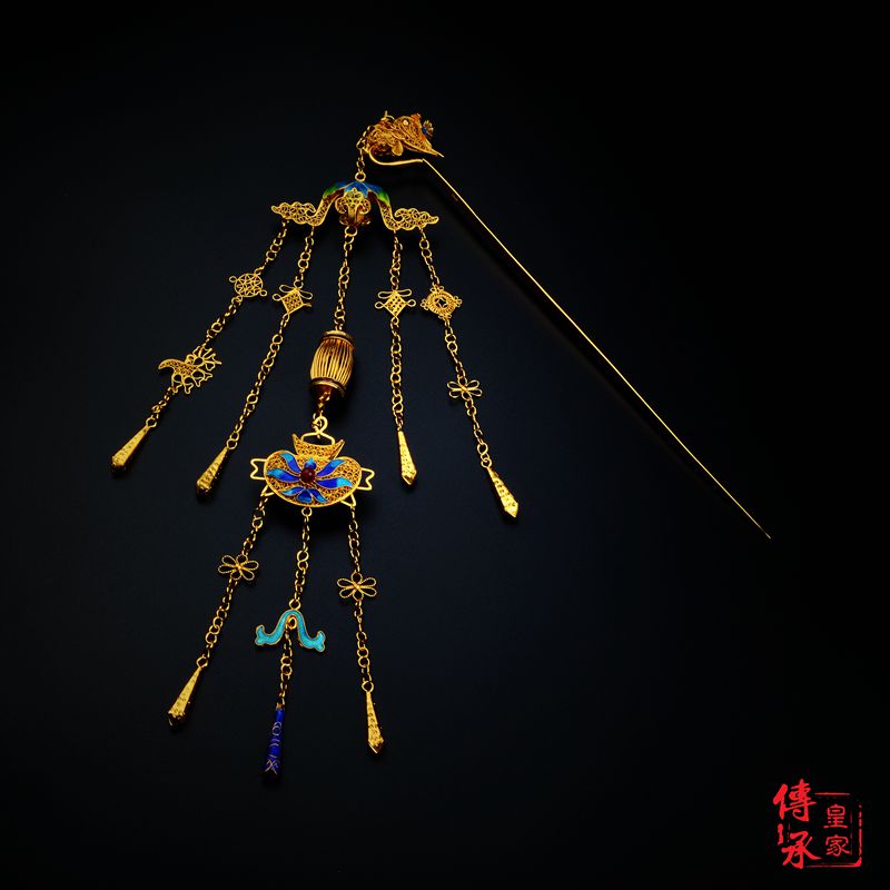 仿清代,手工复古银发簪汉服发饰长流苏古风发簪影视道具凤凰步摇