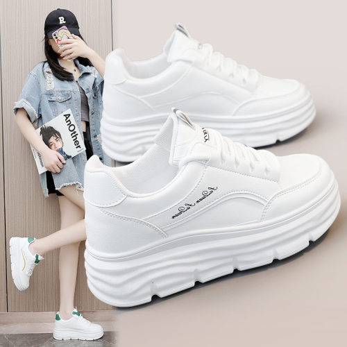 w3613新款皮面女鞋2023夏季小白鞋厚底内时尚休闲鞋时尚女鞋