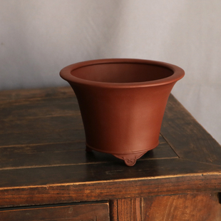 玲珑紫砂原矿宜兴手工云足圆斗盆内门竹兰花春建寒绿云翠盖荷蝴蝶