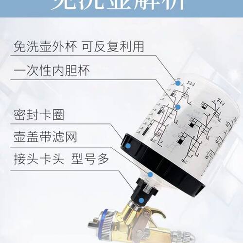 喷漆枪壶 免洗上壶  汽车配件油漆带刻度调漆杯  一次性免洗枪壶