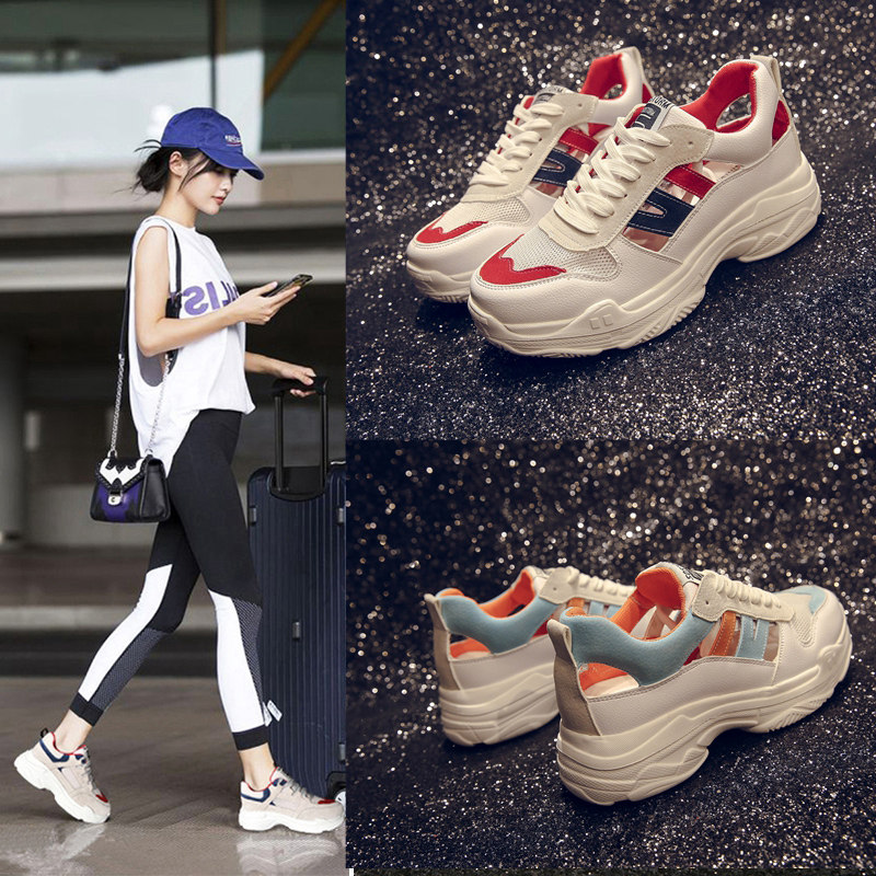 2019 summer new pattern The thickness of the bottom Hollow ventilation gym shoes Korean Edition ulzzang Versatile Harajuku Diddy Women's Shoesin the Women's Shoes, High shoes  category - from Buy2taobao.com to provide professional Taobao agent buy service