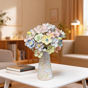 景德镇陶瓷花瓶马卡色家居装饰品水培花器陶瓷永生花酒店艺术摆设