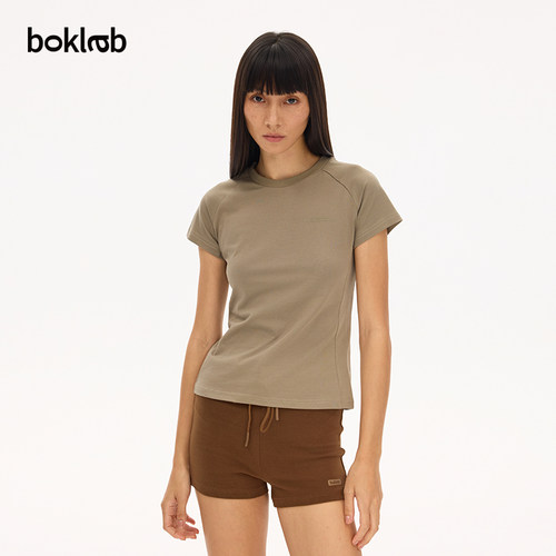 BOKLAB2025新款索罗娜凉感t恤纯色运动休闲短袖女修身百搭7A抗菌
