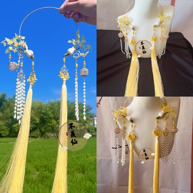 原创桂花兔重工流苏长款璎珞汉服配饰超仙古风古装cos花神可爱搭