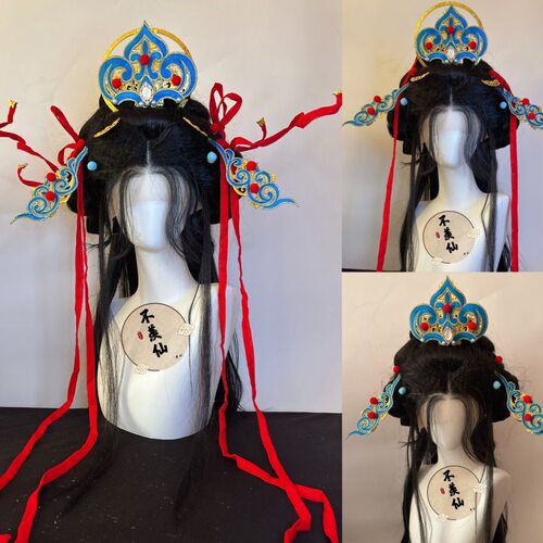 反重力神仙服套装轻奢汉服配饰cos雪纺发带古装红蓝超仙复原壁画