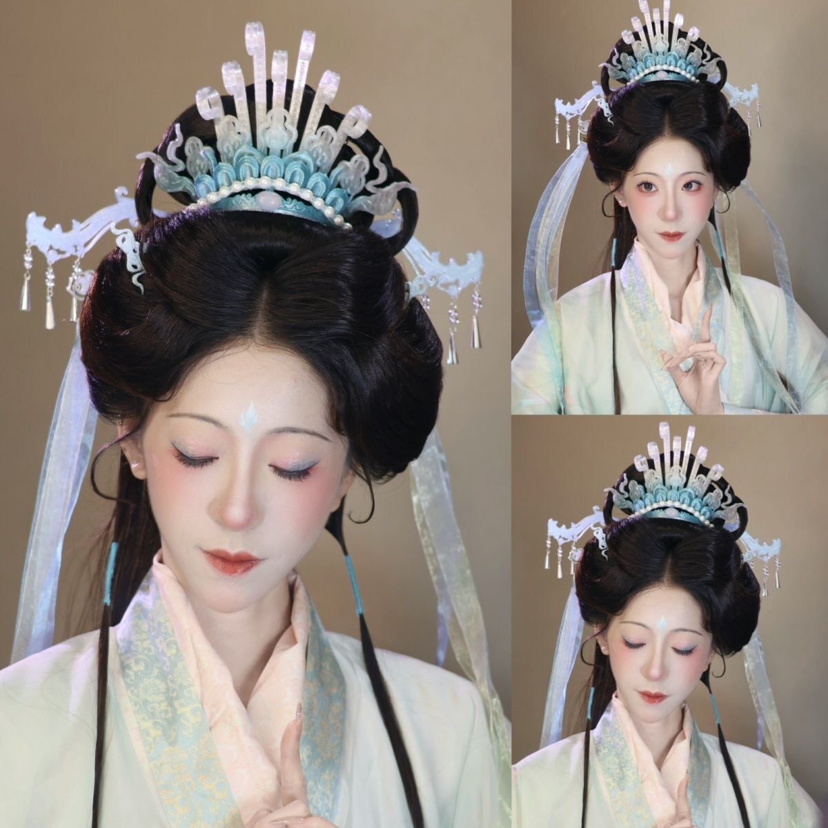 神仙冠嫦娥套装头饰古风汉服流苏发饰套装发冠爆款超仙女神女cos