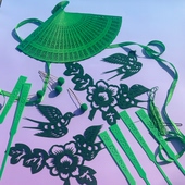 绿色青蛇非遗剪纸高颜值爆款 cos九天玄女古风 中国风汉服配饰套装