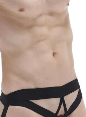 低腰丁字内裤男士性感提臀双丁裤纯棉透气青年白色三角裤