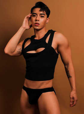 重磅螺纹背心男款白色打底t恤无袖坎肩紧身弹性健身运动马甲