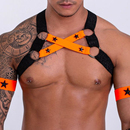 潮显大胸带肌肉男士 健身性感字母跳舞夜店装 饰吊带束肩带