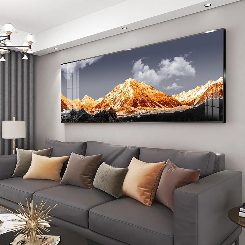 网红客厅装饰画背有靠山轻奢横版沙发背景墙挂画办公室一整副晶瓷图片