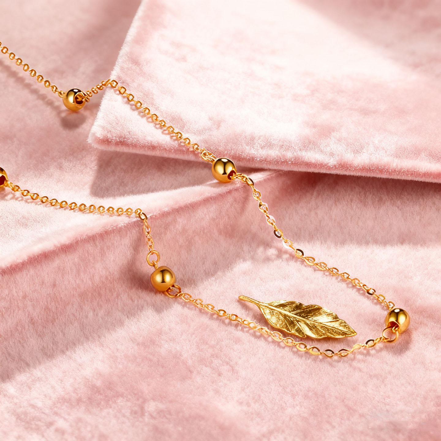 18k黄金豆豆项链女无吊坠锁骨链替换素链子750颈链裸链条细款配饰