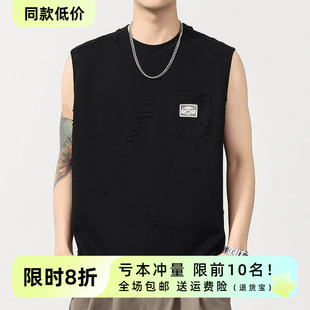 无袖 OneSolo男装 运动大码 夏季 t恤潮 肌理感破洞背心坎肩2025新款