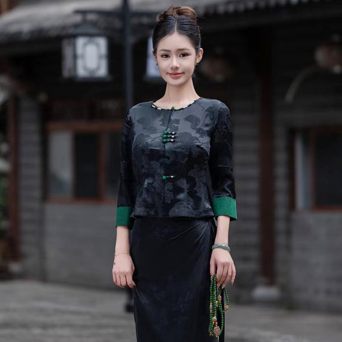 西双版纳玉家人傣族服装女泼水节衣服茶服工作服定制夏季勐仑