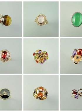 女施家水晶水钻锆石天然石戒指