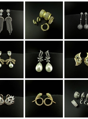 时尚流行首饰饰品微镶锆石花朵蝴蝶天鹅花朵女士耳环耳坠 230312