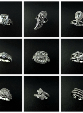 时尚流行首饰饰品微镶锆石华丽闪亮女士戒指指环 200426