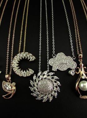 时尚流行首饰锆石珍珠女锁骨链