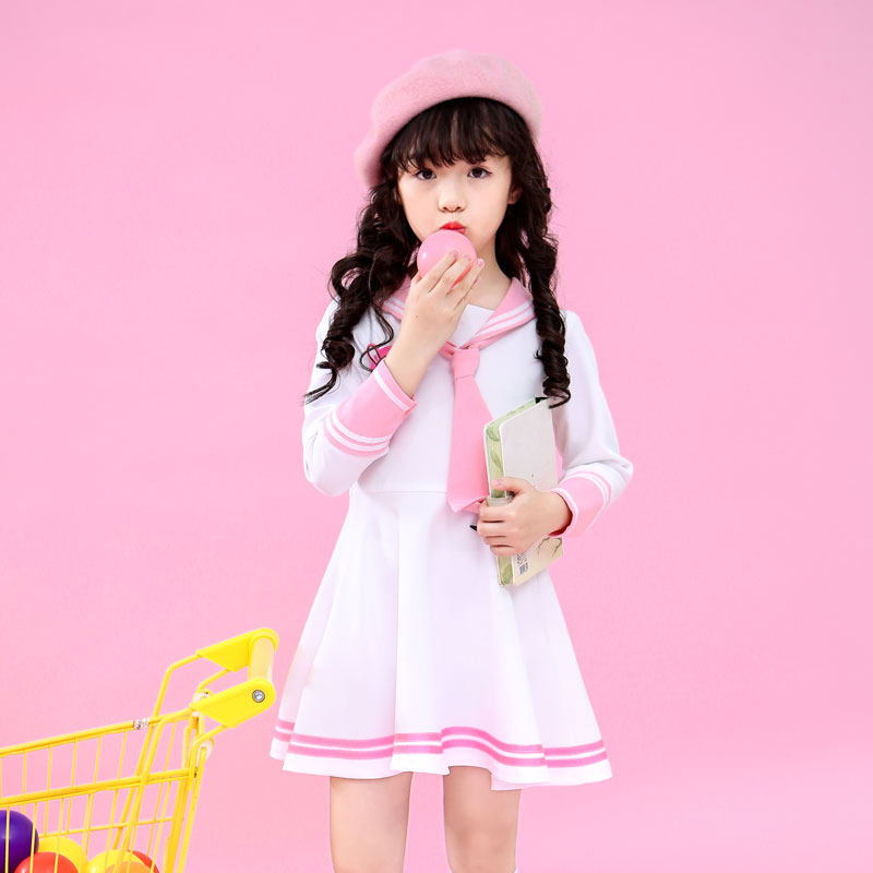 儿童成人打歌服粉色长袖水手服少女连衣裙女团体甜美艺人演出服