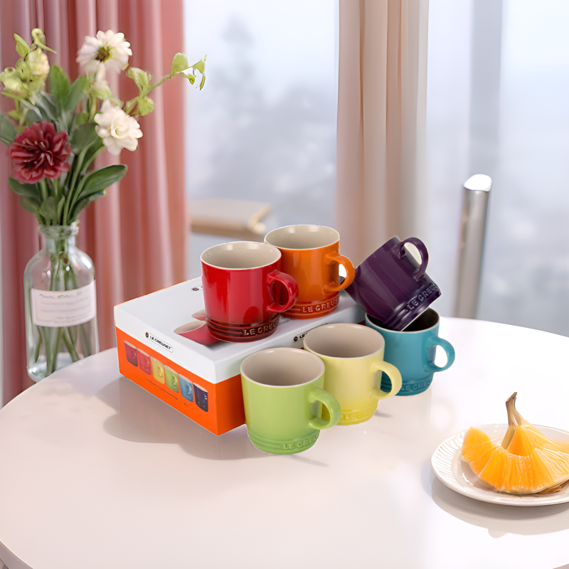 酷彩Lecreuset陶瓷水杯套装彩虹杯咖啡杯茶杯高颜值法式马克杯,餐饮具,马克杯,淘宝优惠券,粉丝福利购,淘宝优惠卷