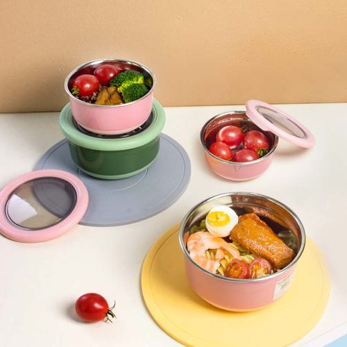 食品级保鲜碗带盖不锈钢饭碗餐盒
