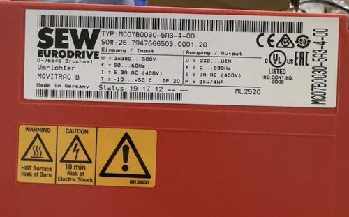 德国SEW全新原装变频器MC07B0030-5A3-4-00
