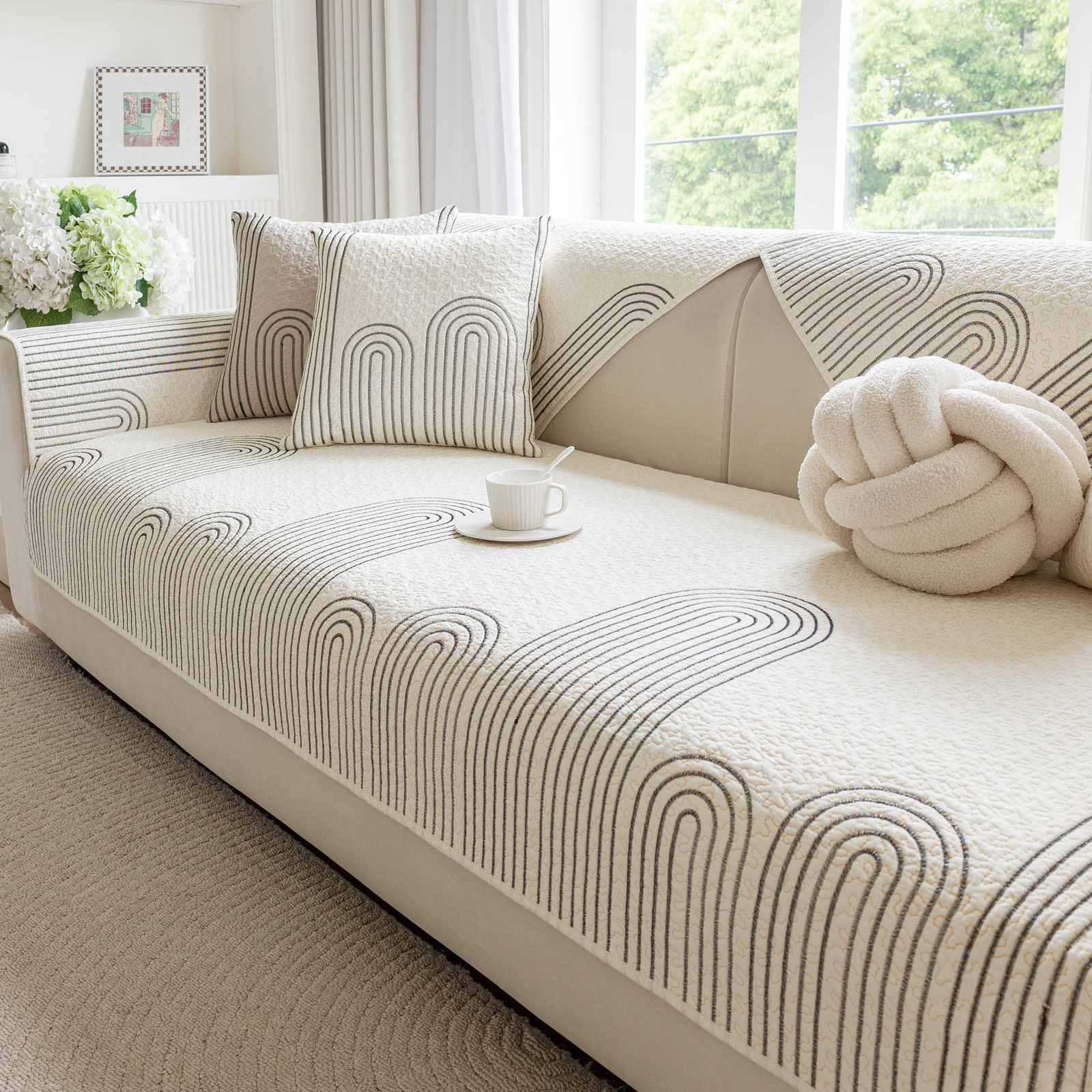 沙发垫极简风全棉沙发套罩四季款布艺防滑高级感客厅三人沙发坐垫