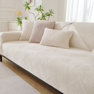 现代极简纯色防滑沙发垫皮沙发套罩北欧毛绒沙发坐垫子三人沙发巾
