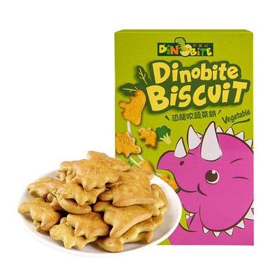 恐龙咬可爱造型牛奶味宝宝儿童高钙蔬菜营养酥性饼干零食60g