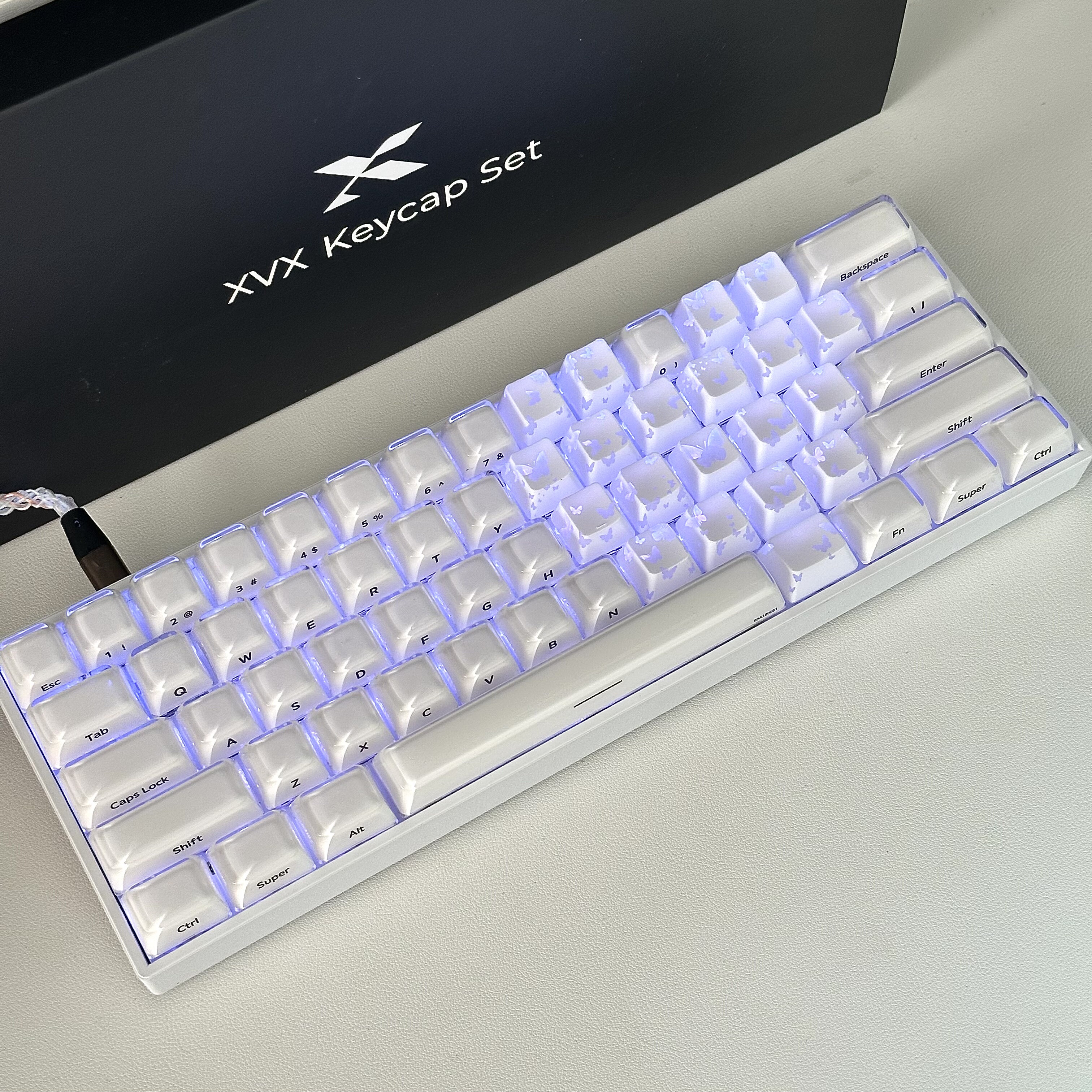 XVX水晶果冻2.0键帽爱心键帽机械键盘帽PC加厚白色MDA高度wooting