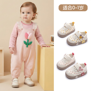 上冠婴儿学步鞋0一1岁女宝宝布鞋软底稳步鞋卡通关键鞋公主小碎花