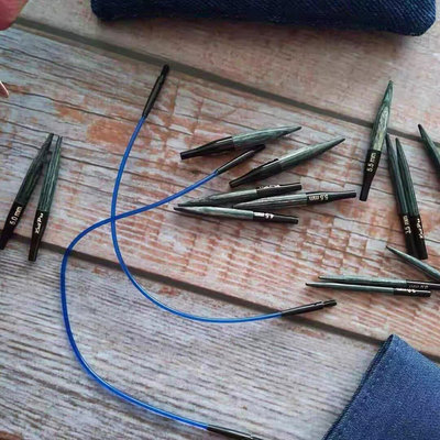 进口编织工具knitpro桦木可拆口袋小蓝超短袖口袖子针迷你针单付