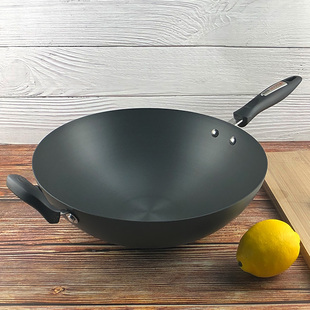 富硒康好嫂子炒锅硬质氧化无涂层家用不生锈轻便圆底炒锅FLC34G1