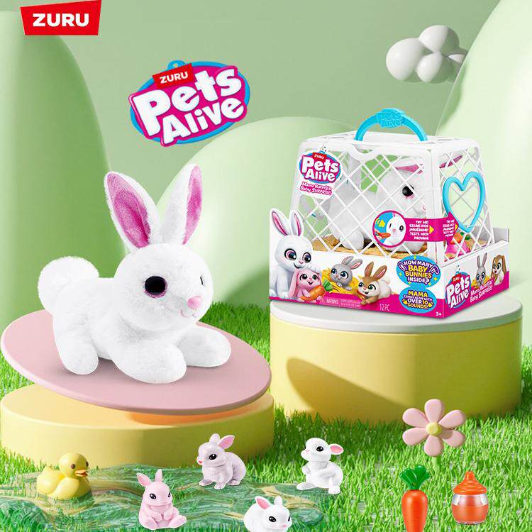 ZURU佩特宠物嘛嘛兔女孩陪伴电子玩具可爱兔子发声公仔礼物玩偶