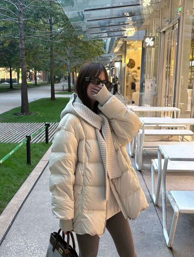 【撤柜折扣】不退不换~新国标90中长款针织拼接羽绒服外套