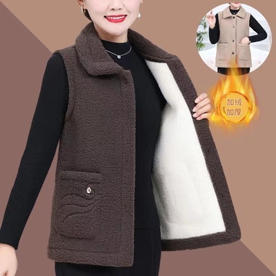 素简单排扣加绒加厚马甲