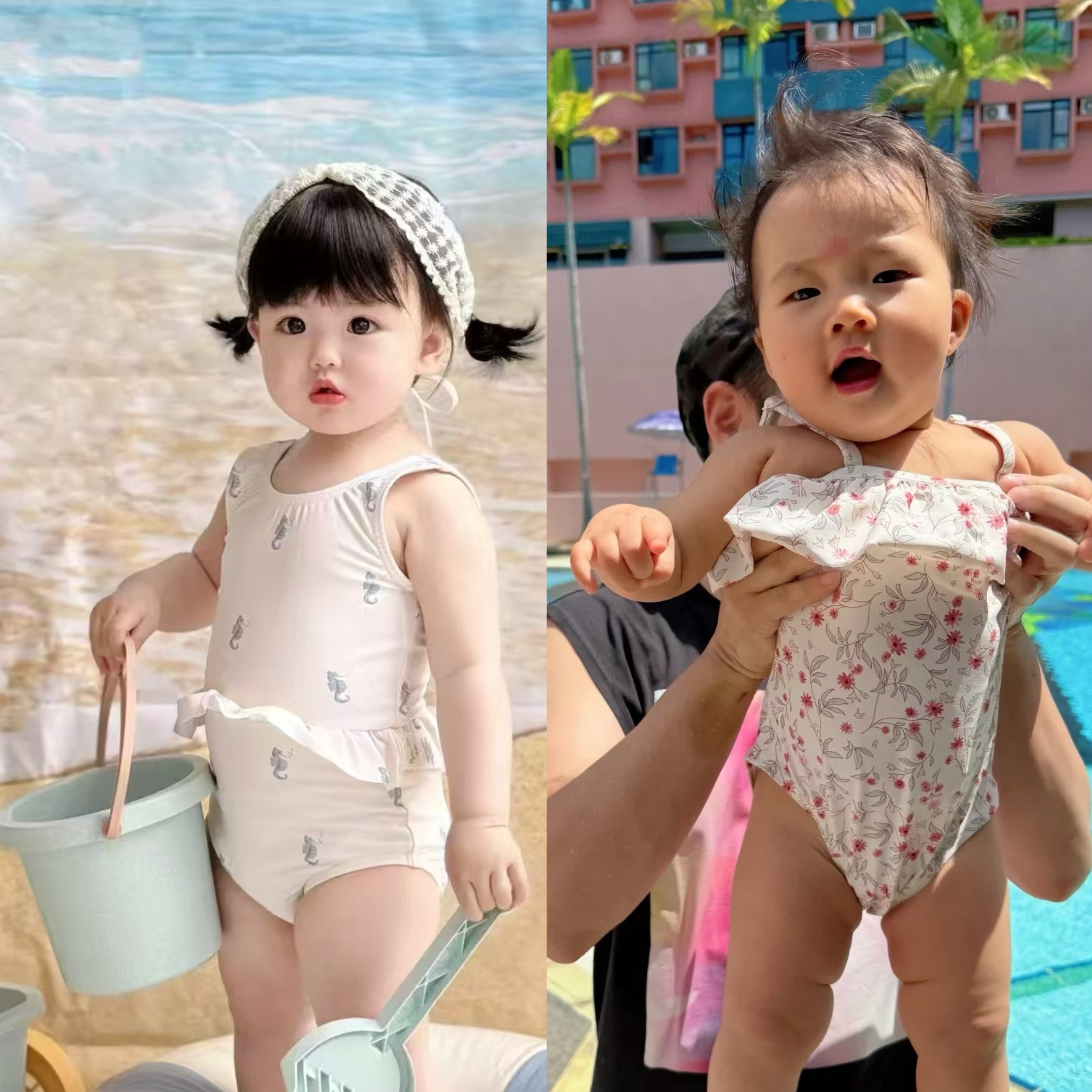 现货秒发 美国Rylee and Cru女童连体泳衣儿童游泳海马碎花正品图片