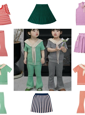 【实体3折清仓】Rolling Knit Planet儿童针织短袖喇叭裤半裙上衣