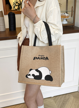 新款可爱妈咪包大容量麻布手提包休闲通勤单肩包时尚简约手提袋