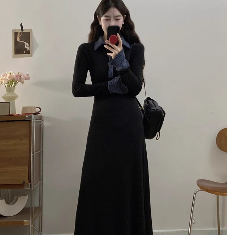 小个子polo黑色针织连衣裙子女新款春秋季高级感大衣内搭长裙,女装/女士精品,POLO衫,淘宝优惠券,粉丝福利购,淘宝优惠卷