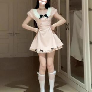 热恋千金风短裙夏季收腰显瘦设计感纯欲甜美结气质连衣裙女